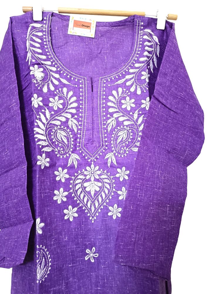 Stitched Cotton Kurta In Chikanwork