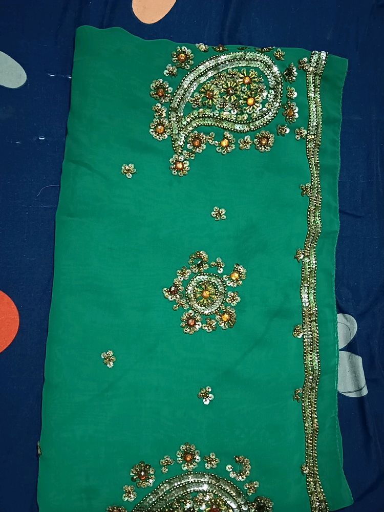 Dark Green Saree 👍