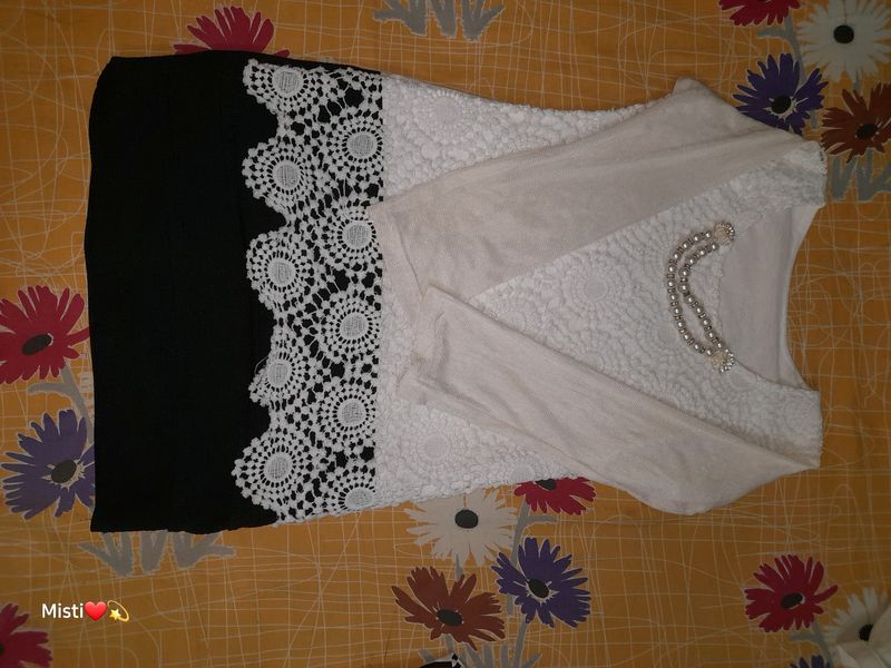 Aline fit short dress black & white