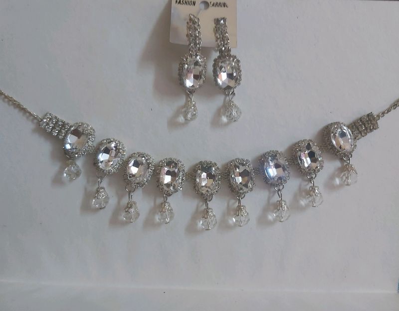 diamond necklace and earrings