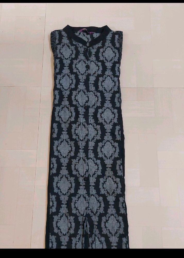 Libas Xl Size Black Printed Front Slit Kurta