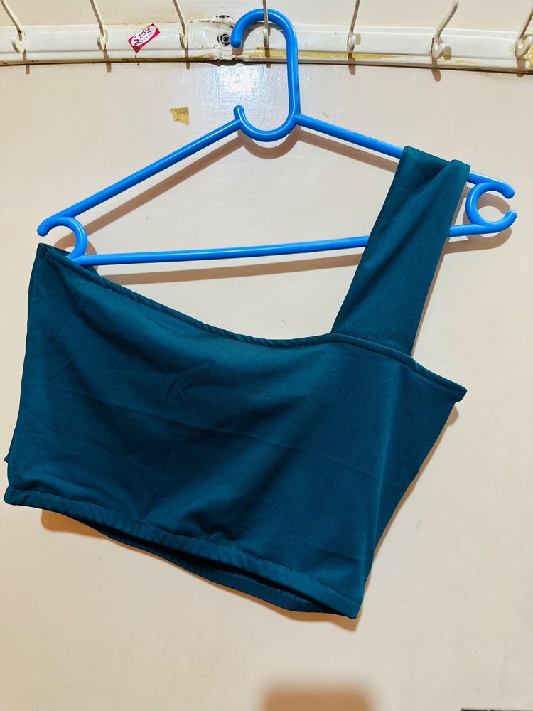 Teal Colour Crop Top