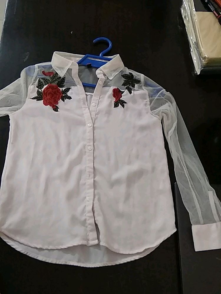 Embroidered Floral Shirt