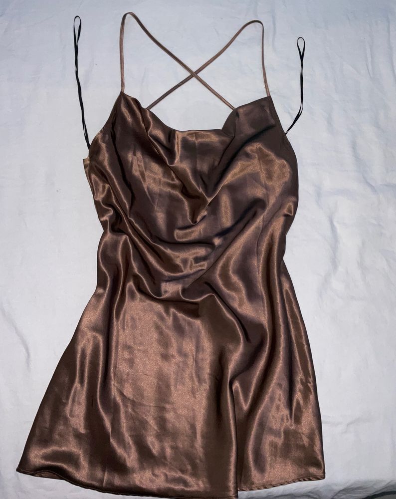 H&M Brown Satin Dress