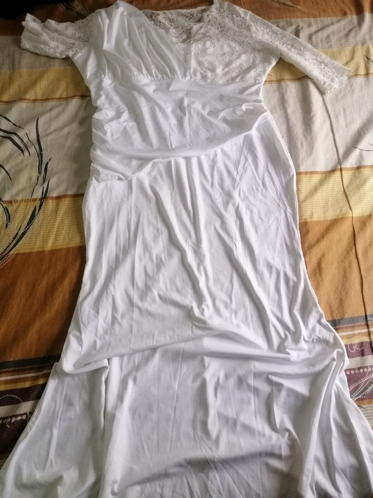 Satin Banyan White Dress