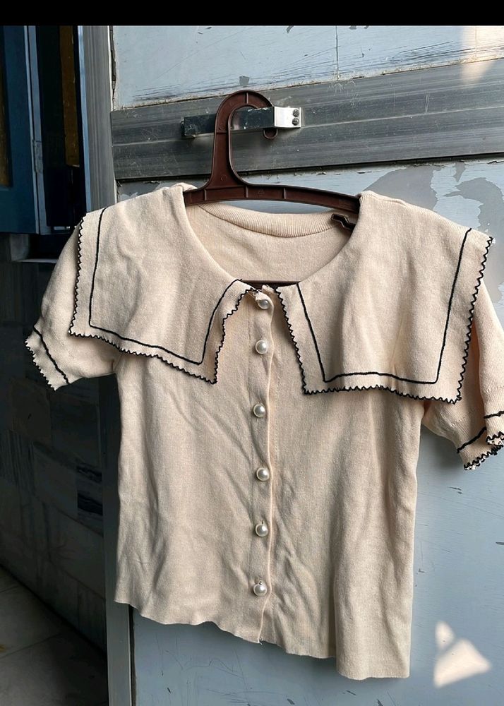 Beige Korean Style Top