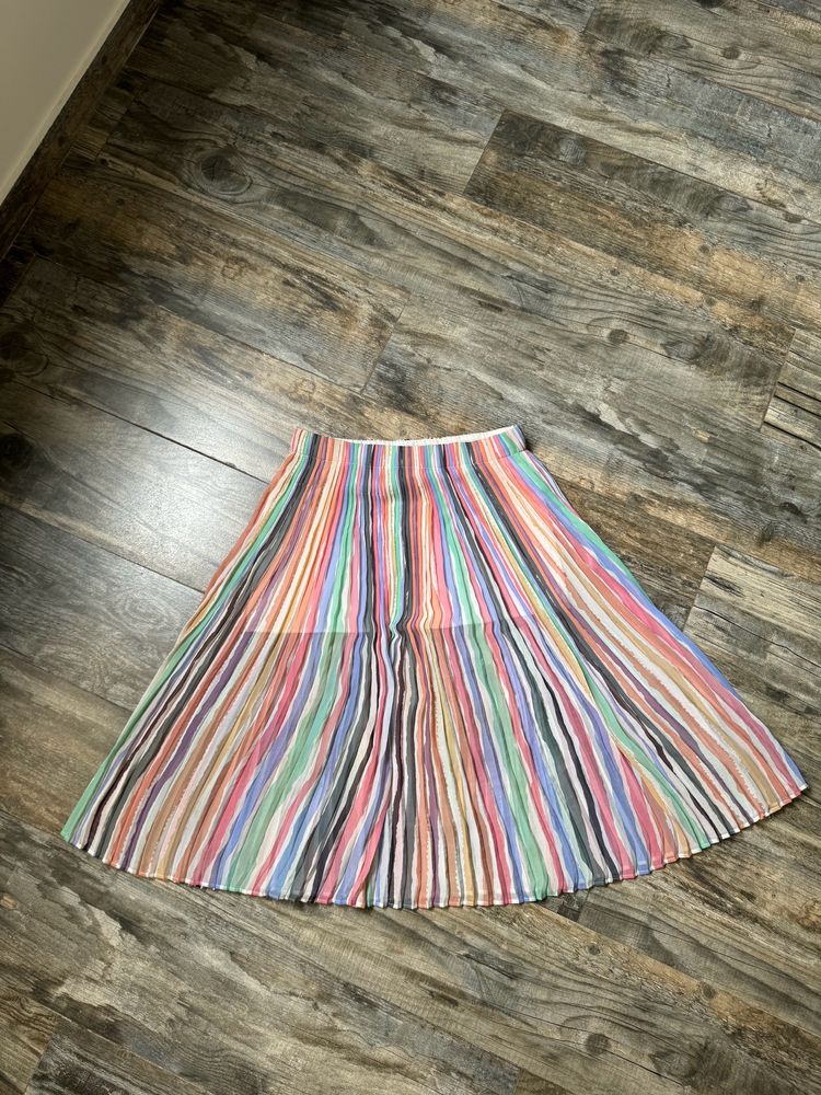 Multicolour Pleated Slit Skirt - Zara