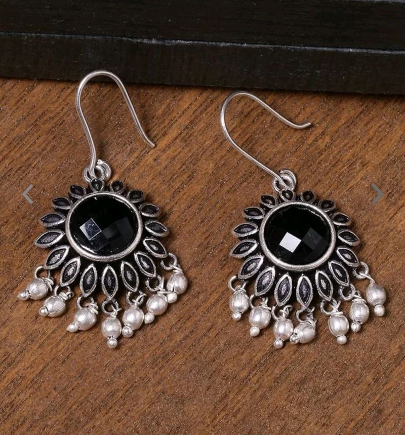 Embellished Round Cut Gem Earrings.