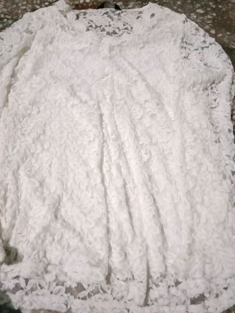 Max, White Colour Net Sweatshirt