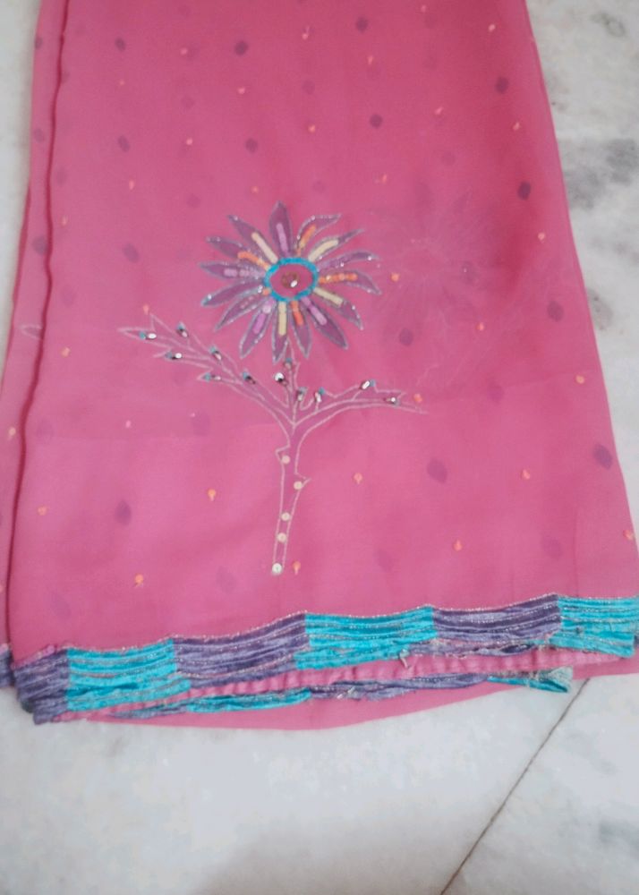 Pink Colour Saree Light Weight