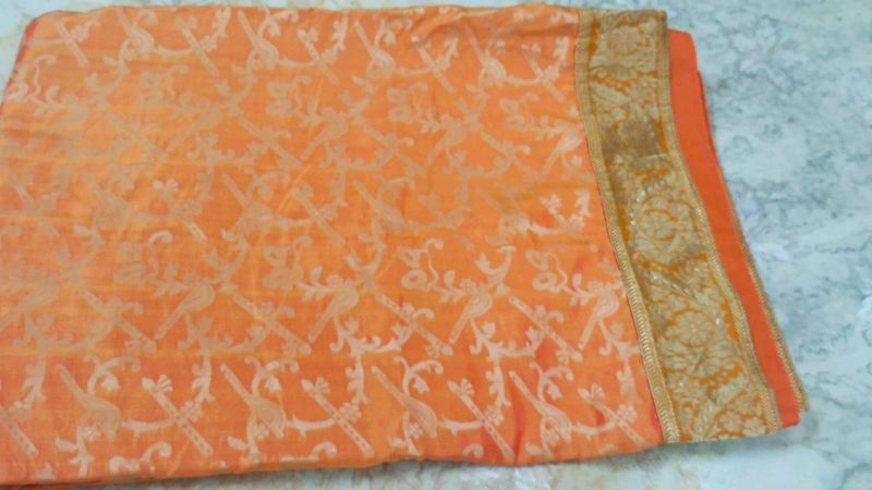 Heavy border saree&blouse unused...soft material