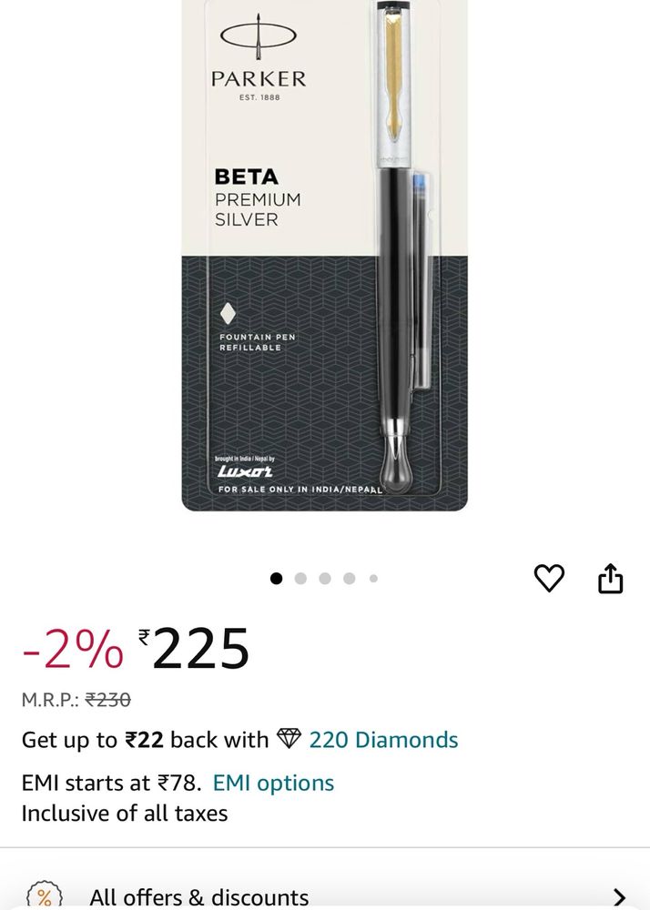 Parker in blue pen, package of 1