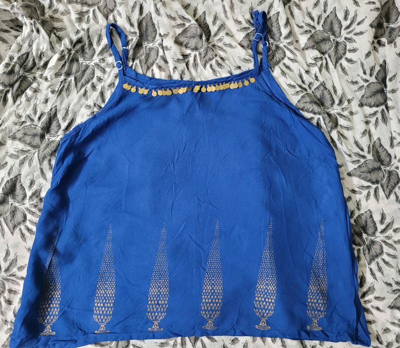 Dark Blue Indo Western Top