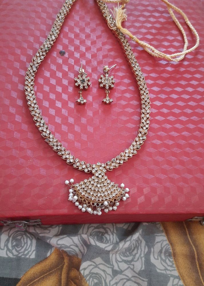 Long American Diamond Necklace Set