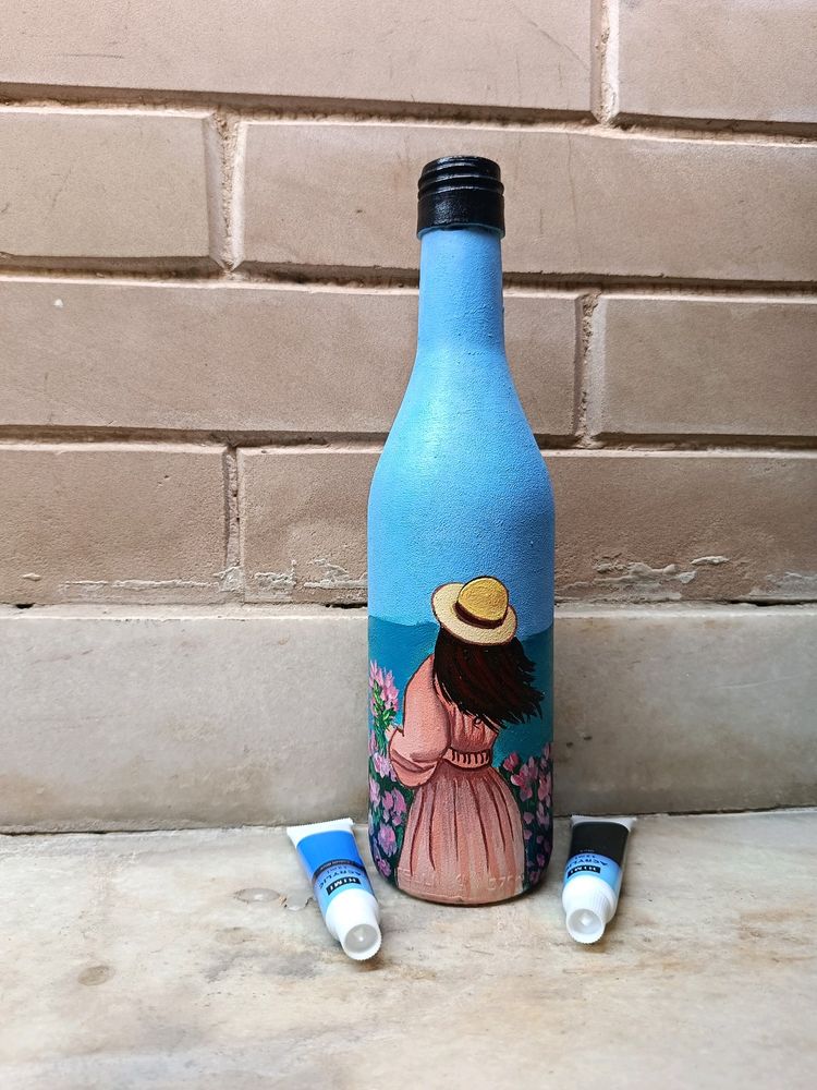 Aesthetic Handpainted Girl Bottle Art