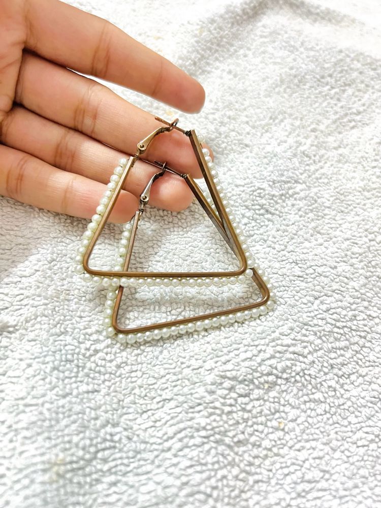 Triangle Pearl Earrings