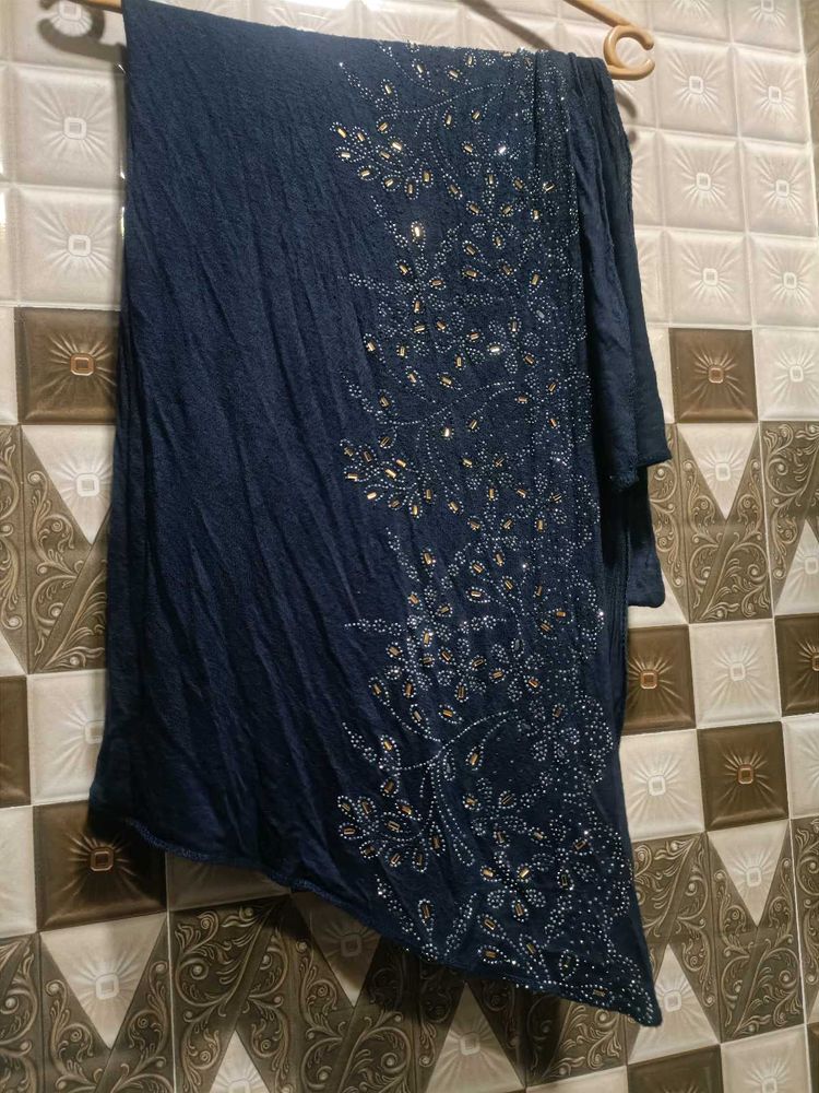 Blue Embroidery Dupatta