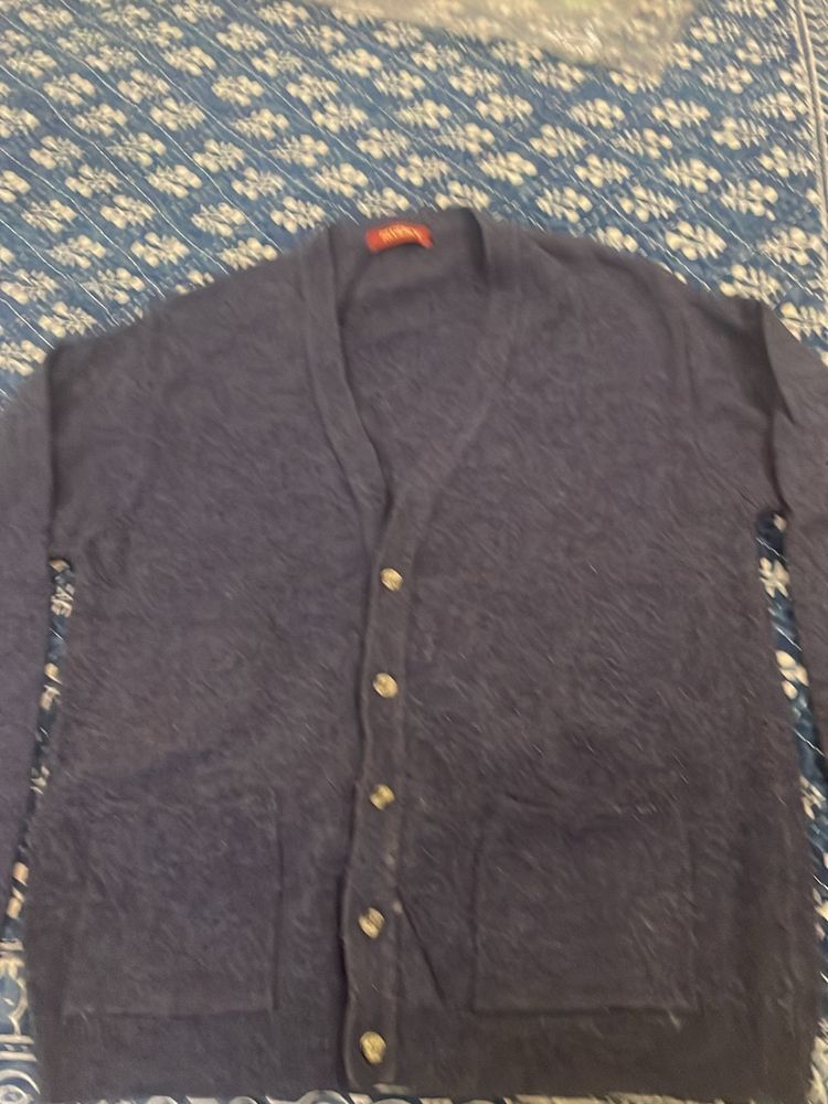 Men’s Button down Sweater, Lambs Wool