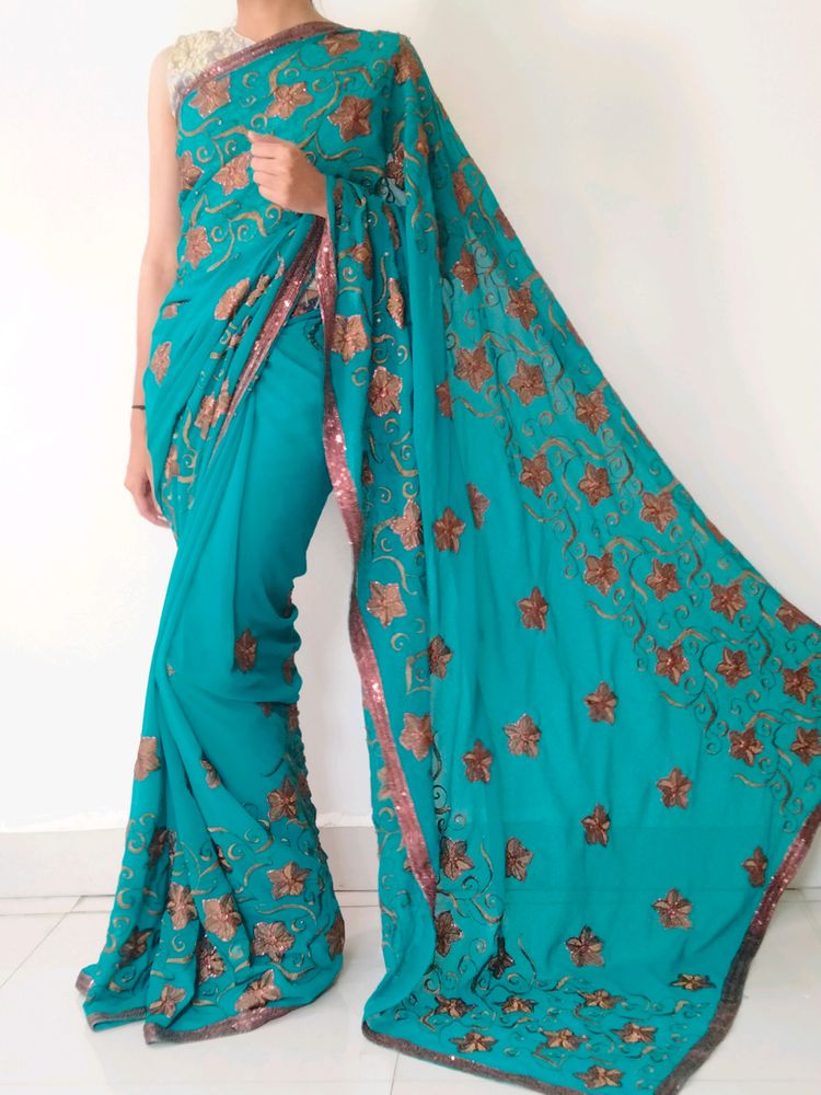 Beautiful Heavy Worked Saree