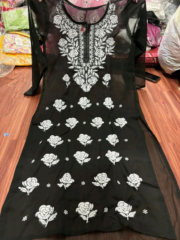 Chickenkari Kurta Big Flower Design