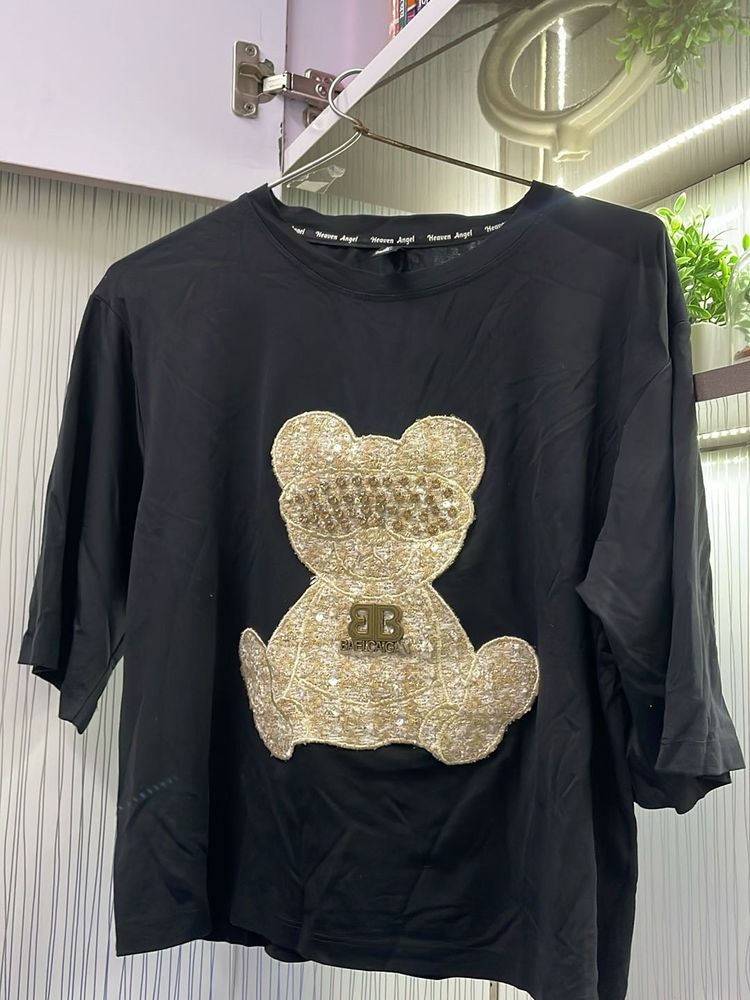 Black Studded Crop Tshirt