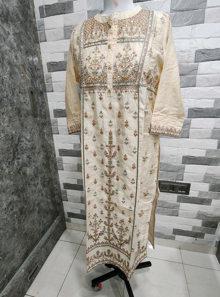 Embroidered Silk Kurti