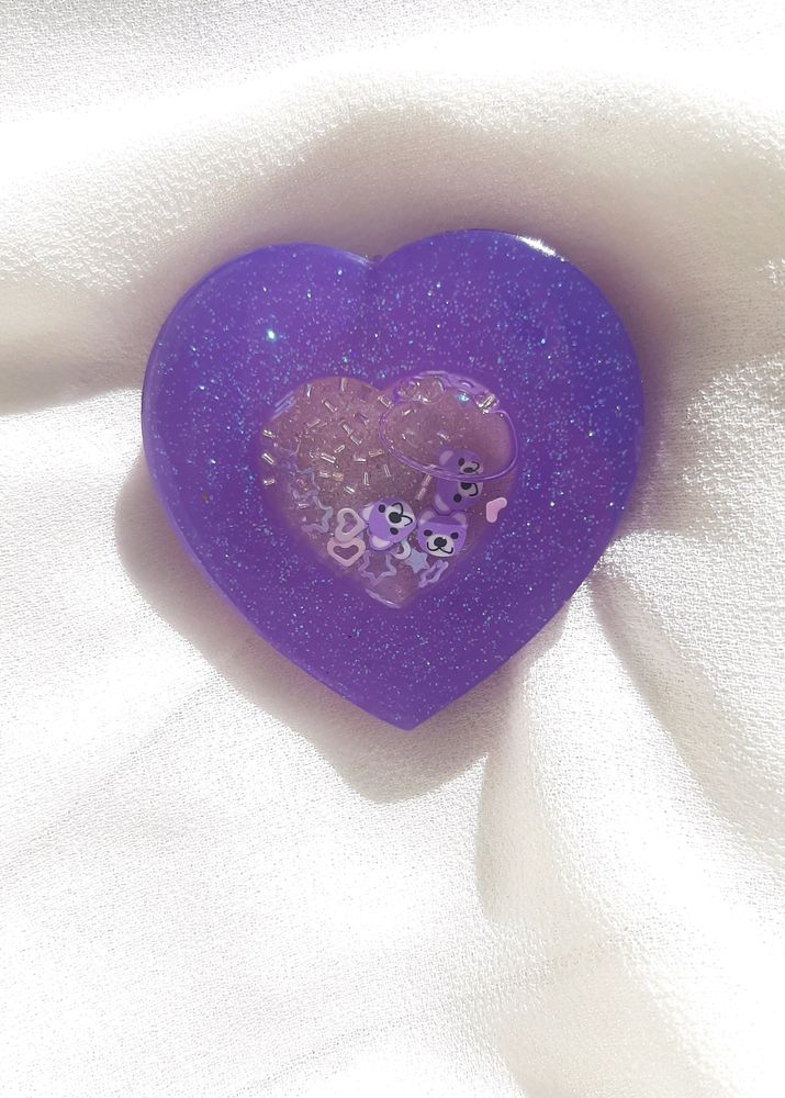 Purple Heart Shaker Keychain