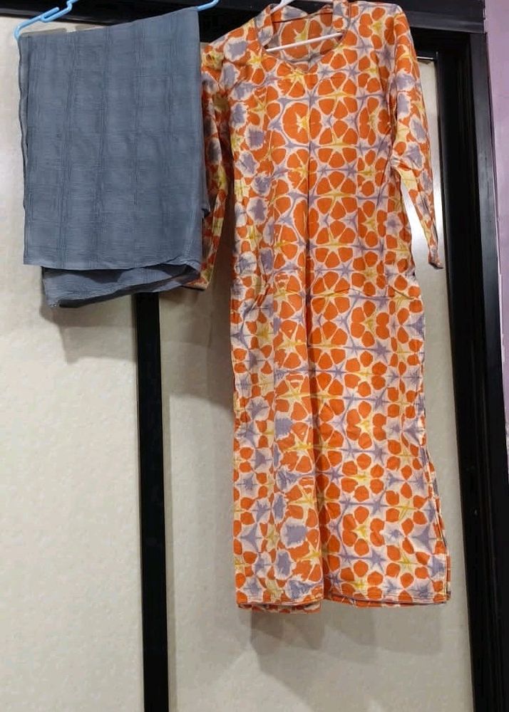 Printed Kurta N Shiffon Dupatta