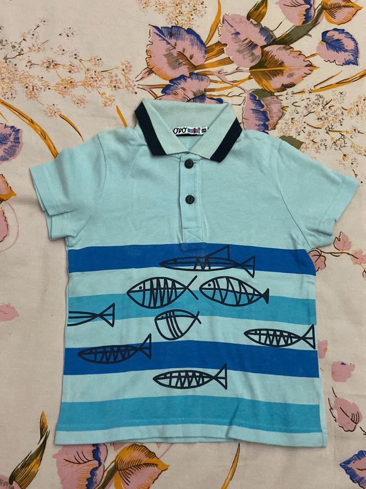 Kids Collared T-shirt - Blue