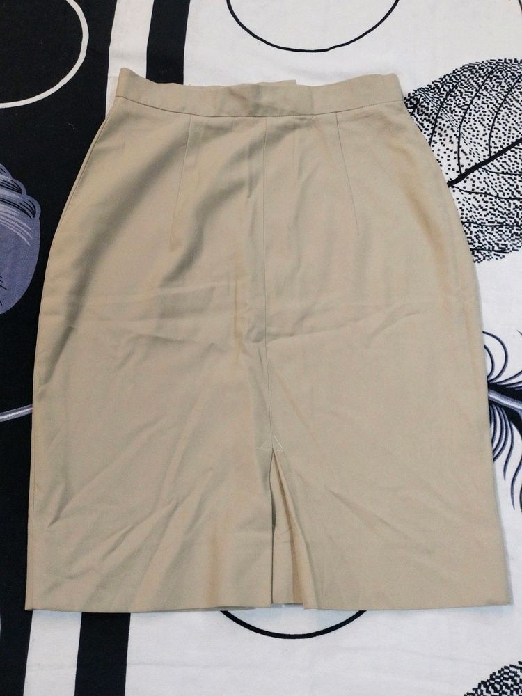 a Beige Color Formal Skirt