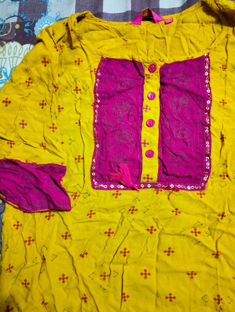 MUSTARD SHORT KURTI