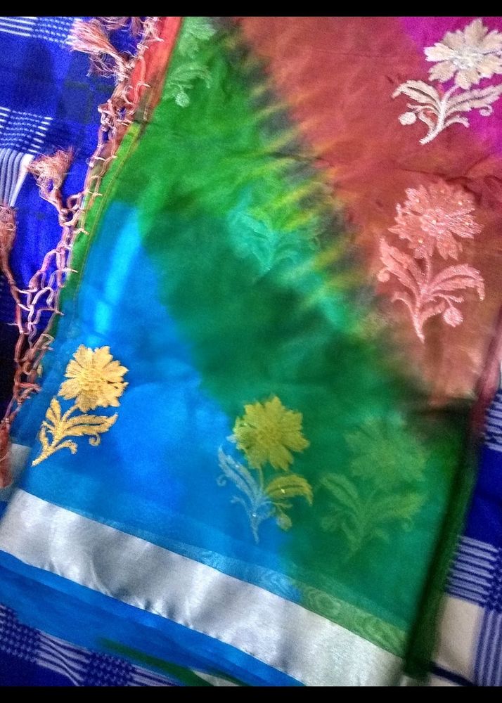 Multi Colour Organza Saree