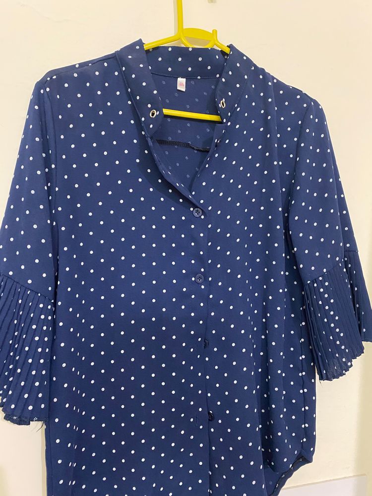 Dark Blue Polka Dots Shirt