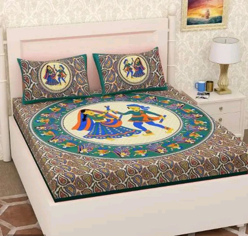 Fancy Cotton Single Bedsheets With 1 Pillow Cover