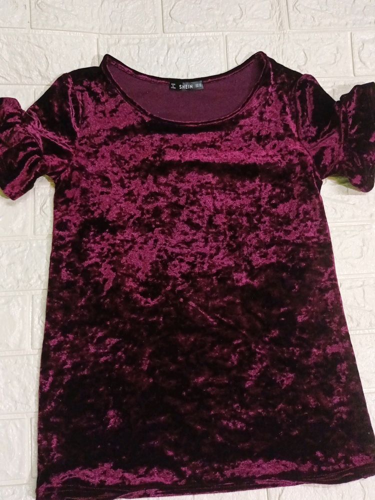 Shein Maroon Velvet Top