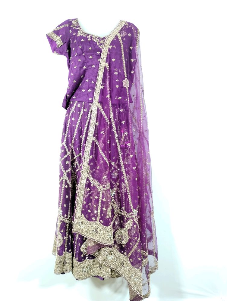 Purple Embroidery Printed Lehanga Choli (Women)