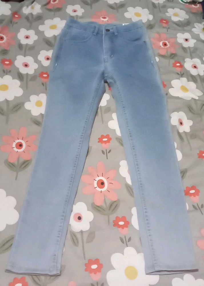 Faded Skyblue Skinny Jeans For Girls