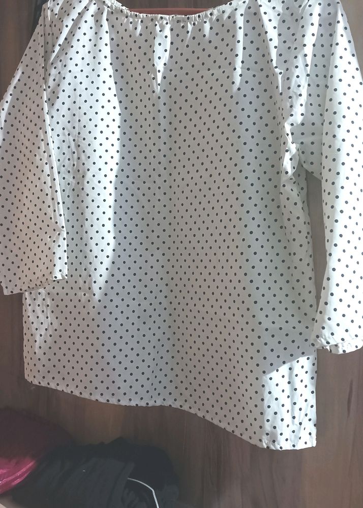 White Polka Dot Top