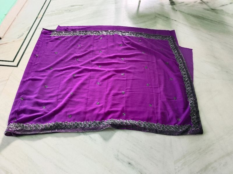 New 🆕 Purple Saree With Black Sequence Work