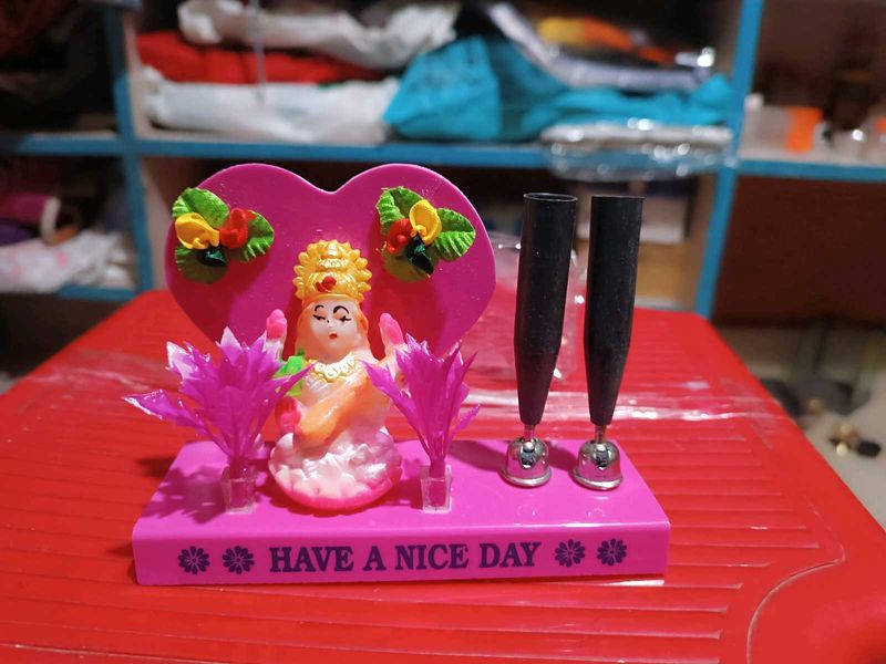 Pen Holder With Saraswati Maa Idol