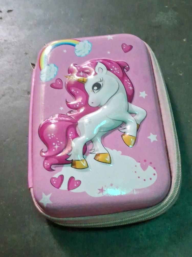 Pink Colour Unicorn Pouch/box For Girls.