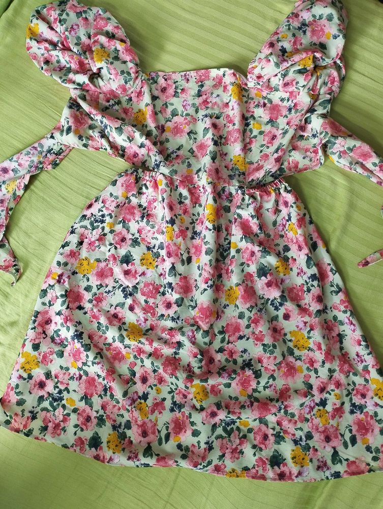 Puff Sleeve Floral Dress