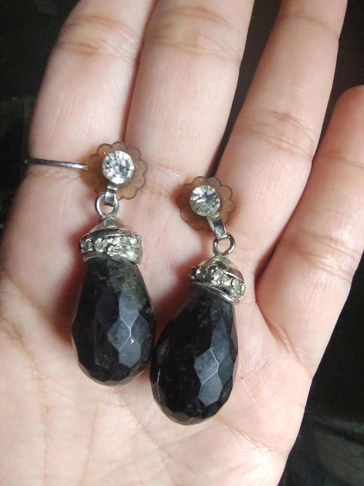 Black Drops With Zirconia Stones