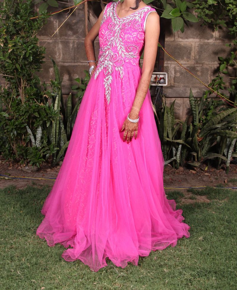 Silk And Net Pink Gown