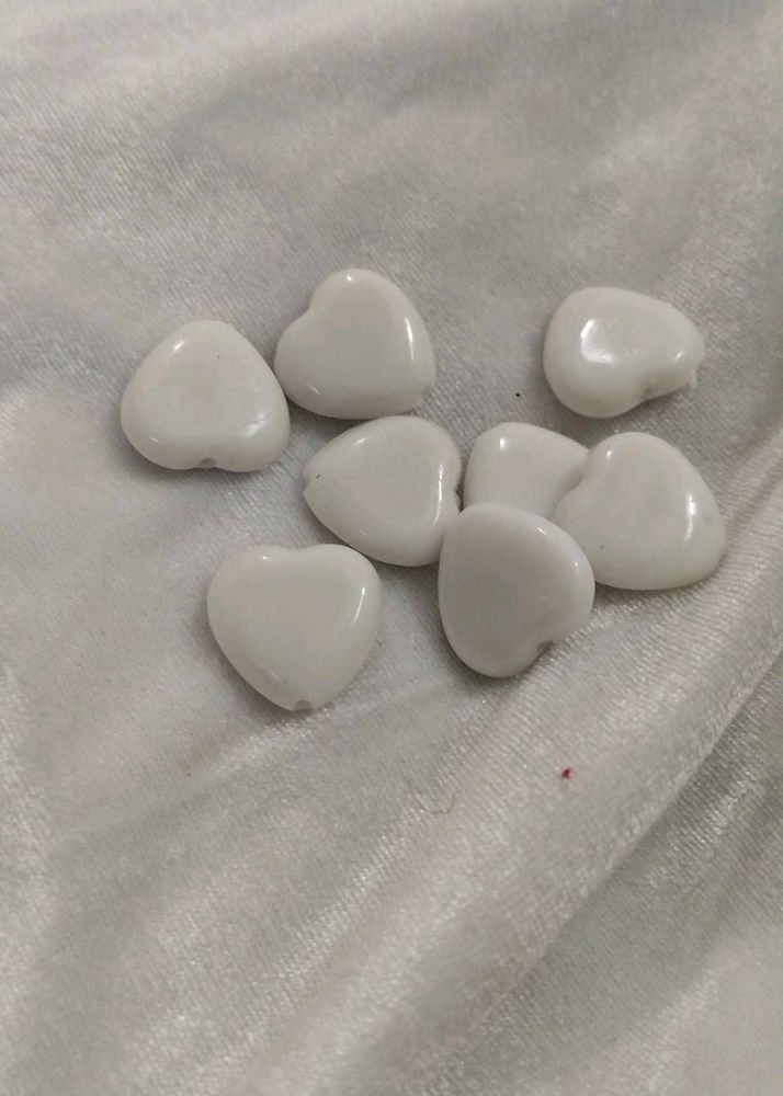 White 🤍 Heart Beads Charm 100 Pis