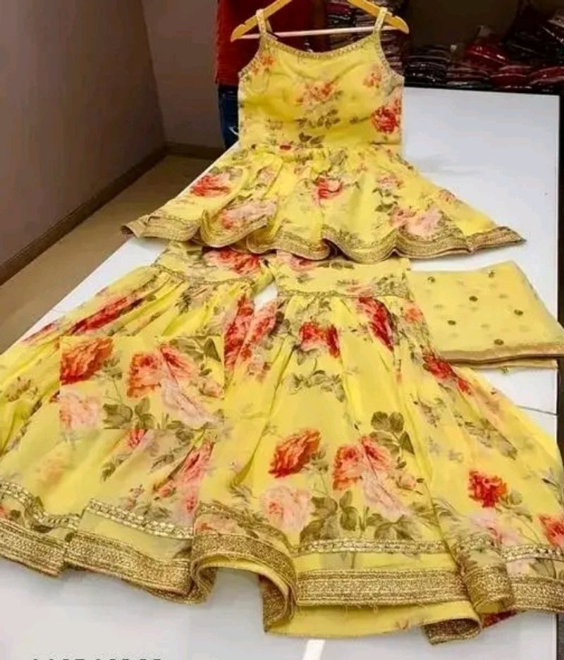 Yellow Shrara Set For Women