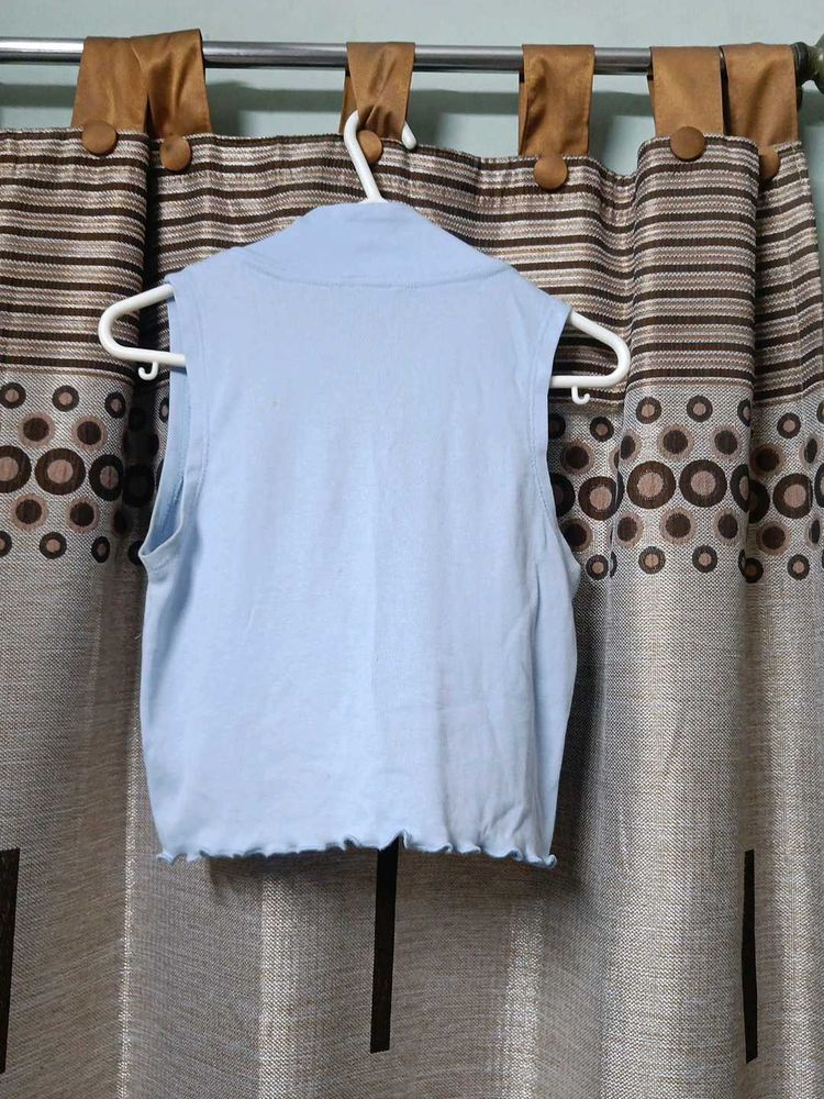 Light Blue Sleeveless High-Neck Top from Zudio