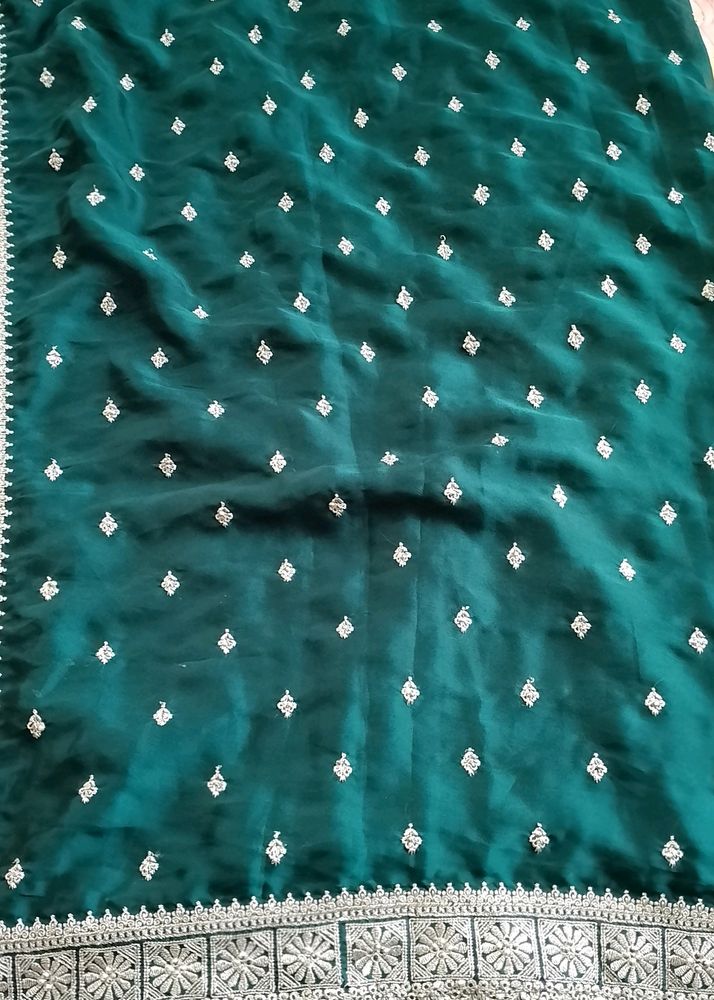 Fancy Saree With Stitch Blouse