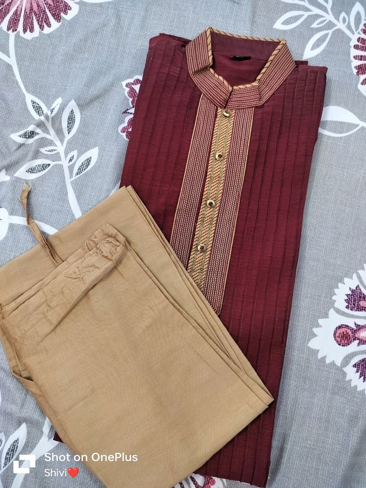 Maroon Chola With Golden Pant