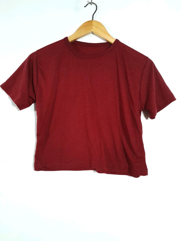 Maroon Casual Crop Top ( Women's)